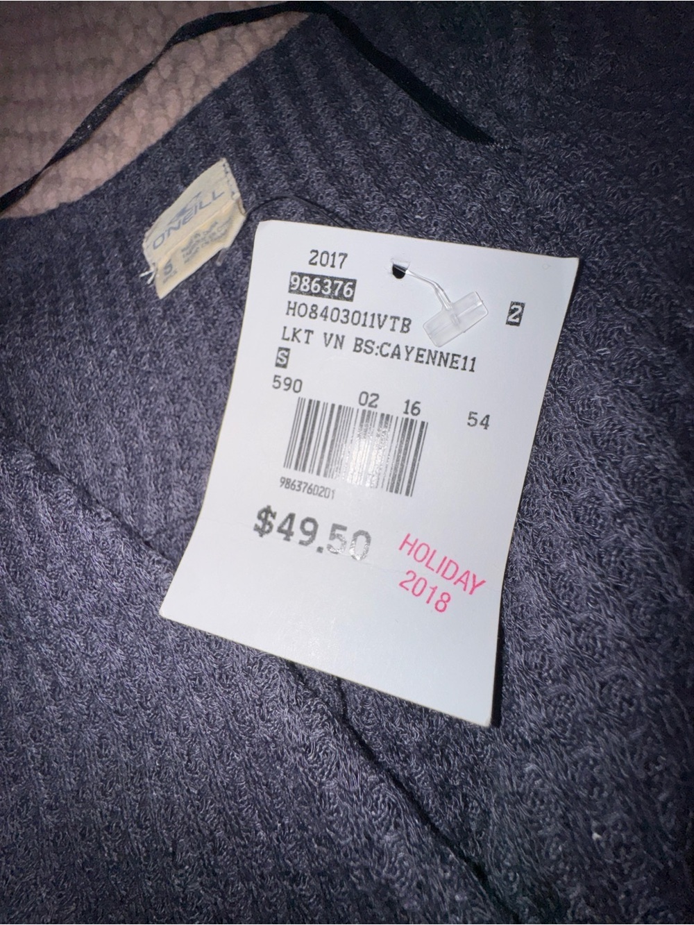 O'Neill Grey-blue Cayenne waffle knit wrap sweater with flared sleeves size S - Picture 11 of 13